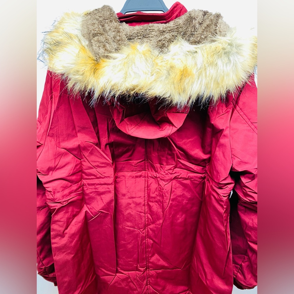 Women’s Winter Coat Parka Removable Hood NWT Maroon - Picture 6 of 12
